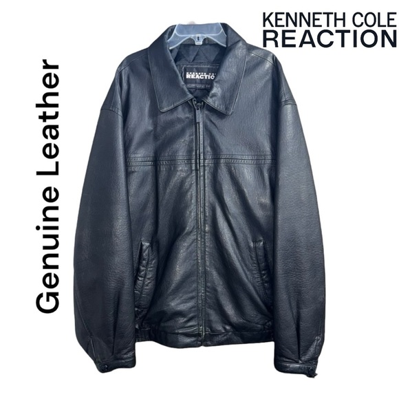 Kenneth Cole Reaction (EUC) Men’s Genuine Leather Bomber Jacket Size Large - Picture 12 of 15
